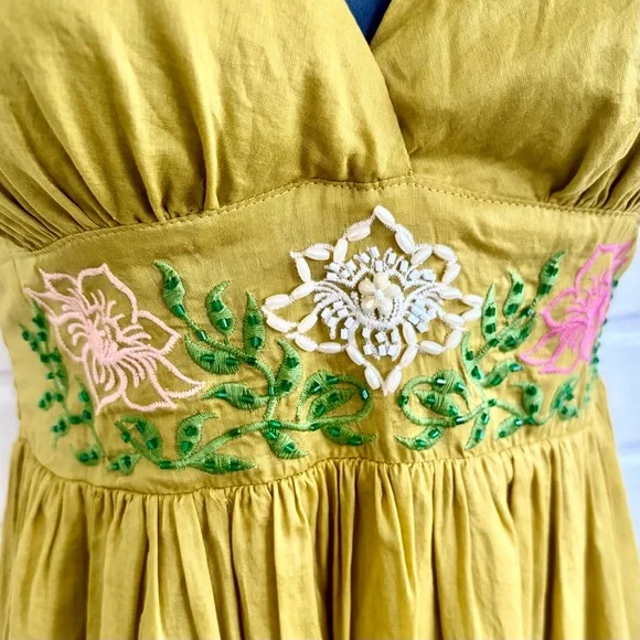 MM Couture by Miss Me Halter Maxi Dress in Yellowish Green, SZ S LIKE NEW! - Picture 4 of 9